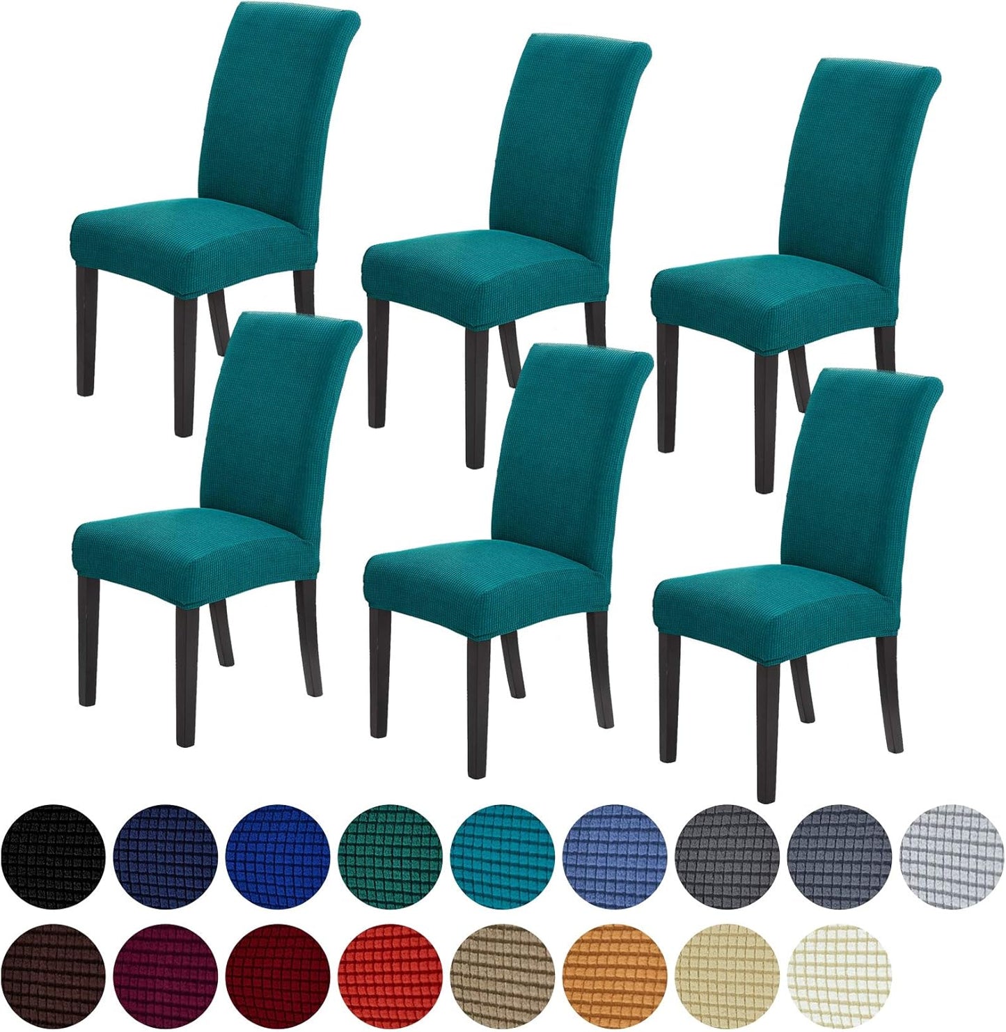 Howhic Stretch Chair Covers for Dining Room Set of 6, Teal