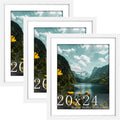Picrit 20x24 Picture Frame 3 Pack - White Poster Frame with Mat