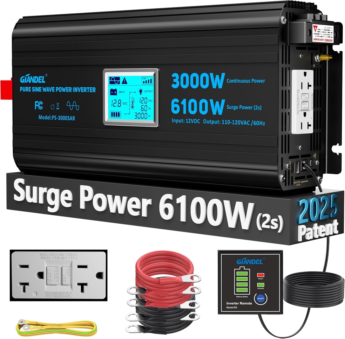 3000 Watt Power Inverter Pure Sine Wave for RVs and Off-Grid Use