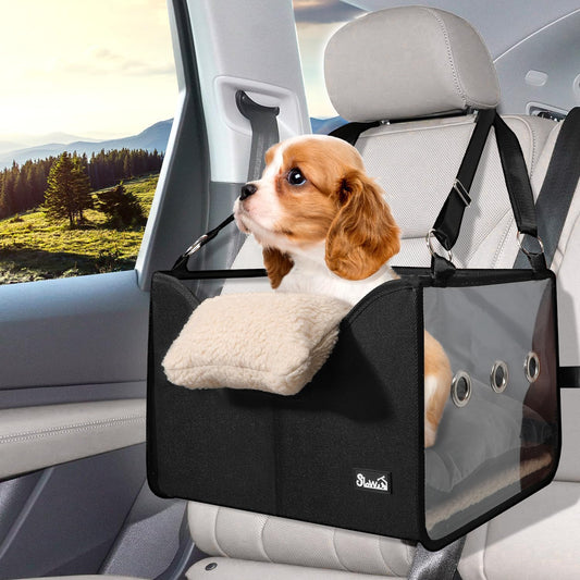 Portable Elevated Dog Car Seat - Safe & Cozy Travel for Small Dogs