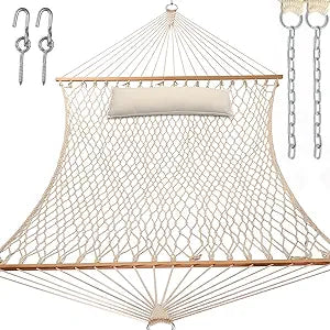 Comfortable Double Hammock with Pillow for Outdoor Relaxation