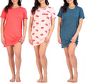 Women's Short Sleeve Nightgown Dress 3 Pack - Soft Sleepwear Set