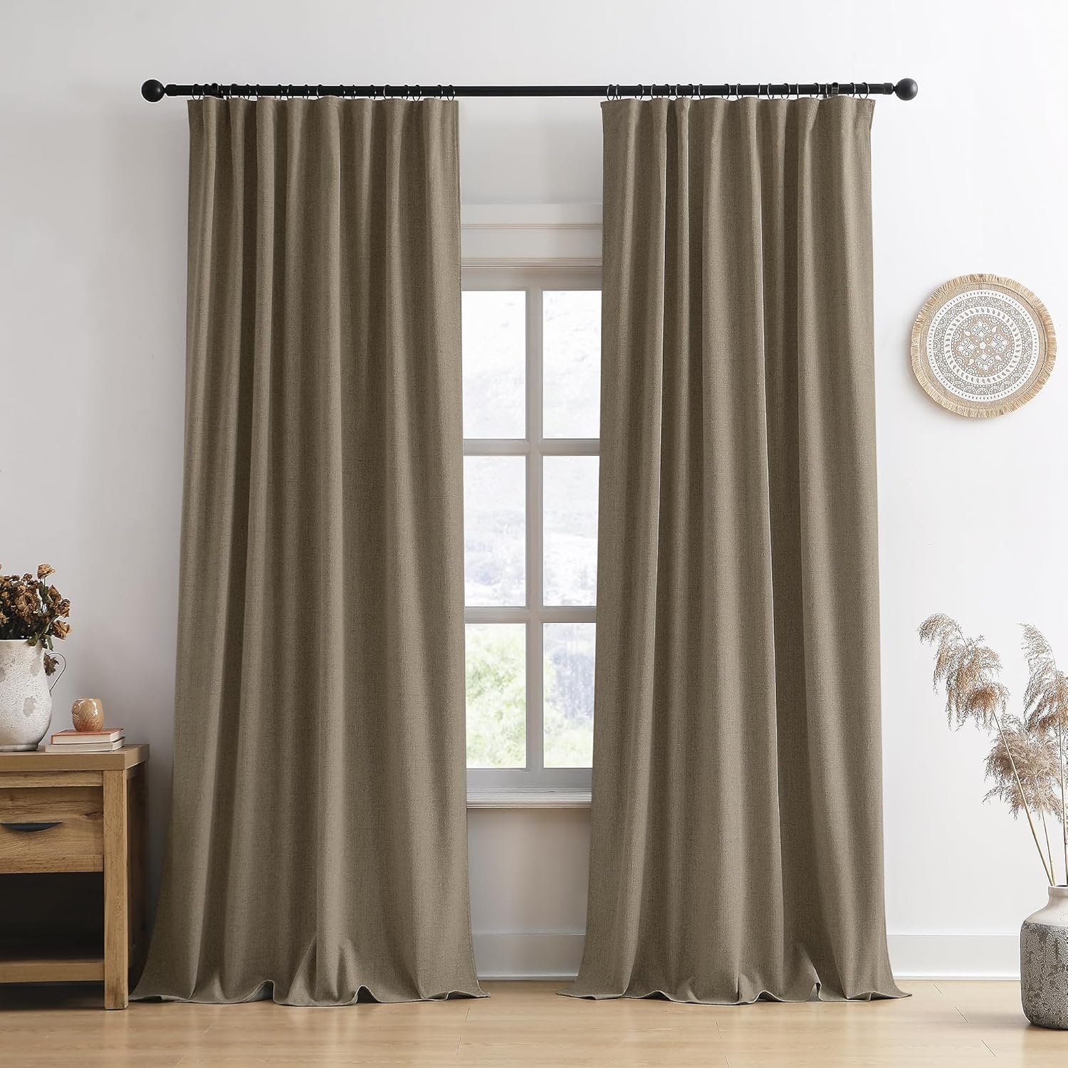 Extra Wide Blackout Curtains 102 Inches Long for Home Decor
