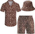 Men's 2 Piece Tracksuit Hawaiian Shirt Shorts Set with Bucket Hat Down