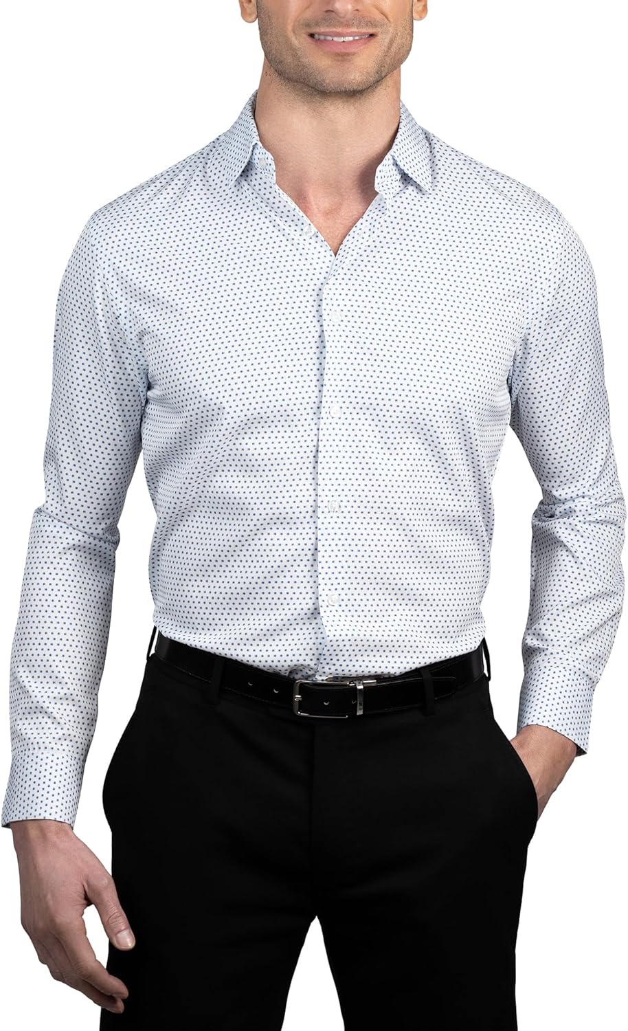 Nautica Men's Slim Fit Dress Shirt with 4-Way Stretch Fabric