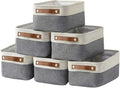 Small Storage Baskets for Organizing 6 Pack - Collapsible Linen Bins