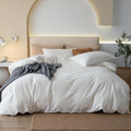 Full Size Washed Cotton Duvet Cover Set Off White - Linen Feel