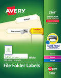 Avery TrueBlock File Folder Labels 2/3 in x 3-7/16 in - Pack of 5