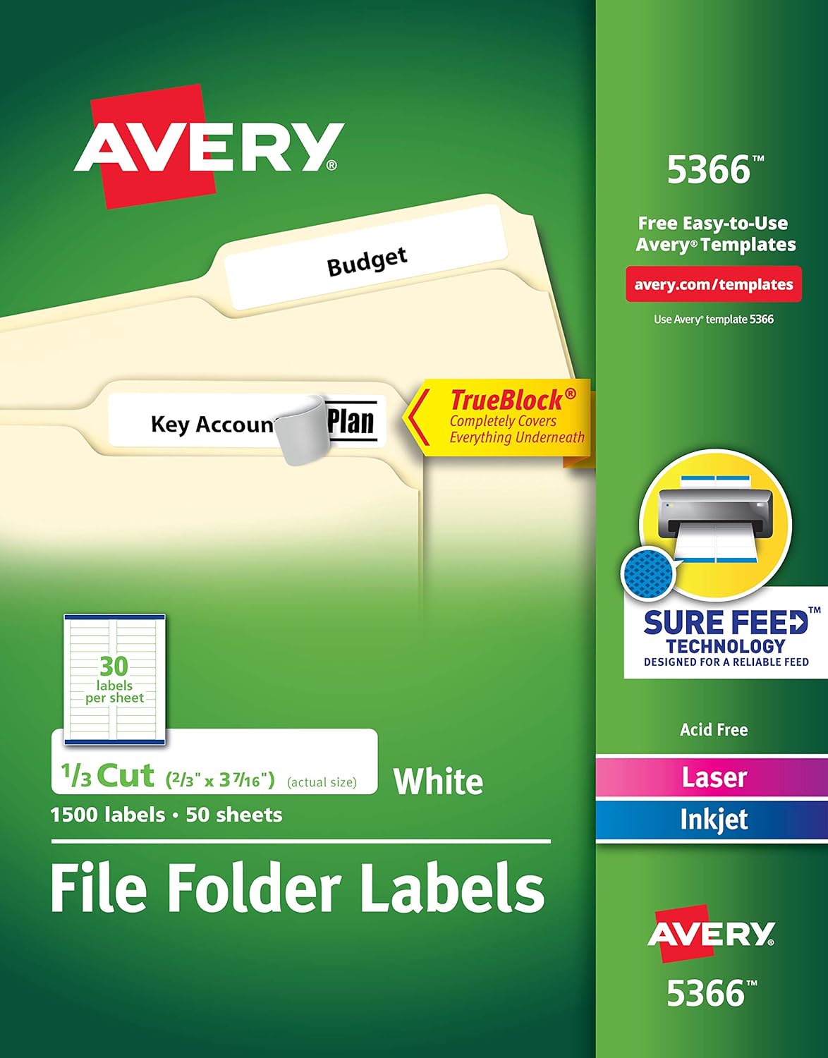 Avery TrueBlock File Folder Labels for Efficient Organization