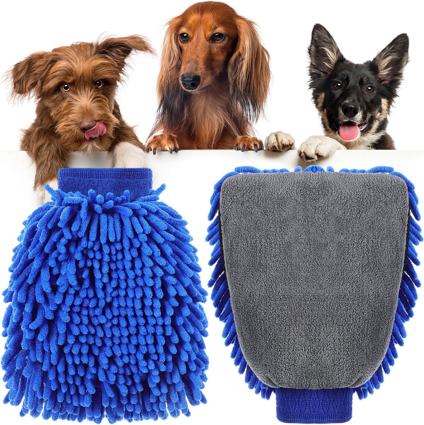 Chenille Microfiber Pet Bath Gloves - Easy Hair Washing! 