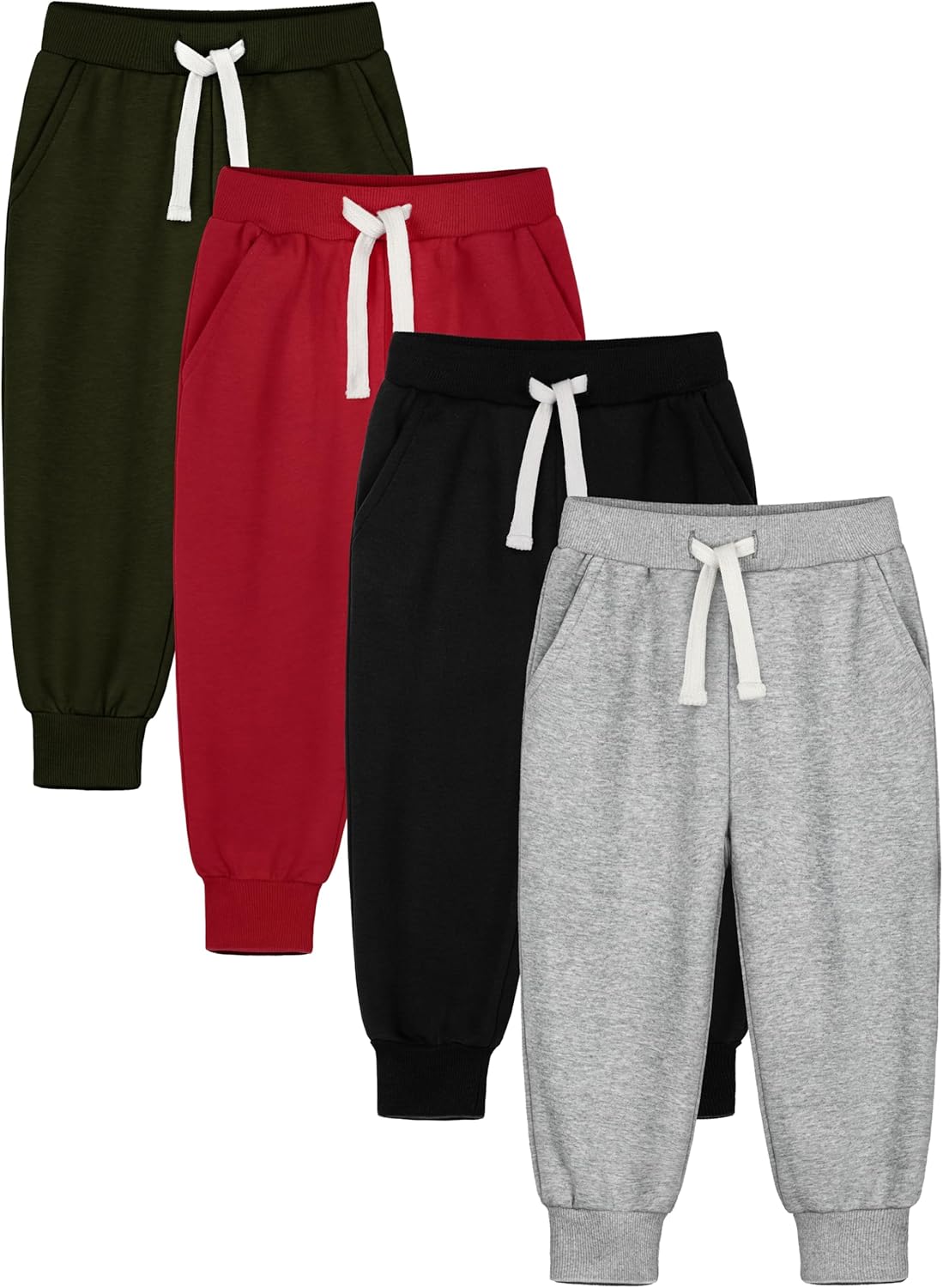 Toddler Boys Sweatpants 4 Pack Pure Cotton Joggers with Pocket