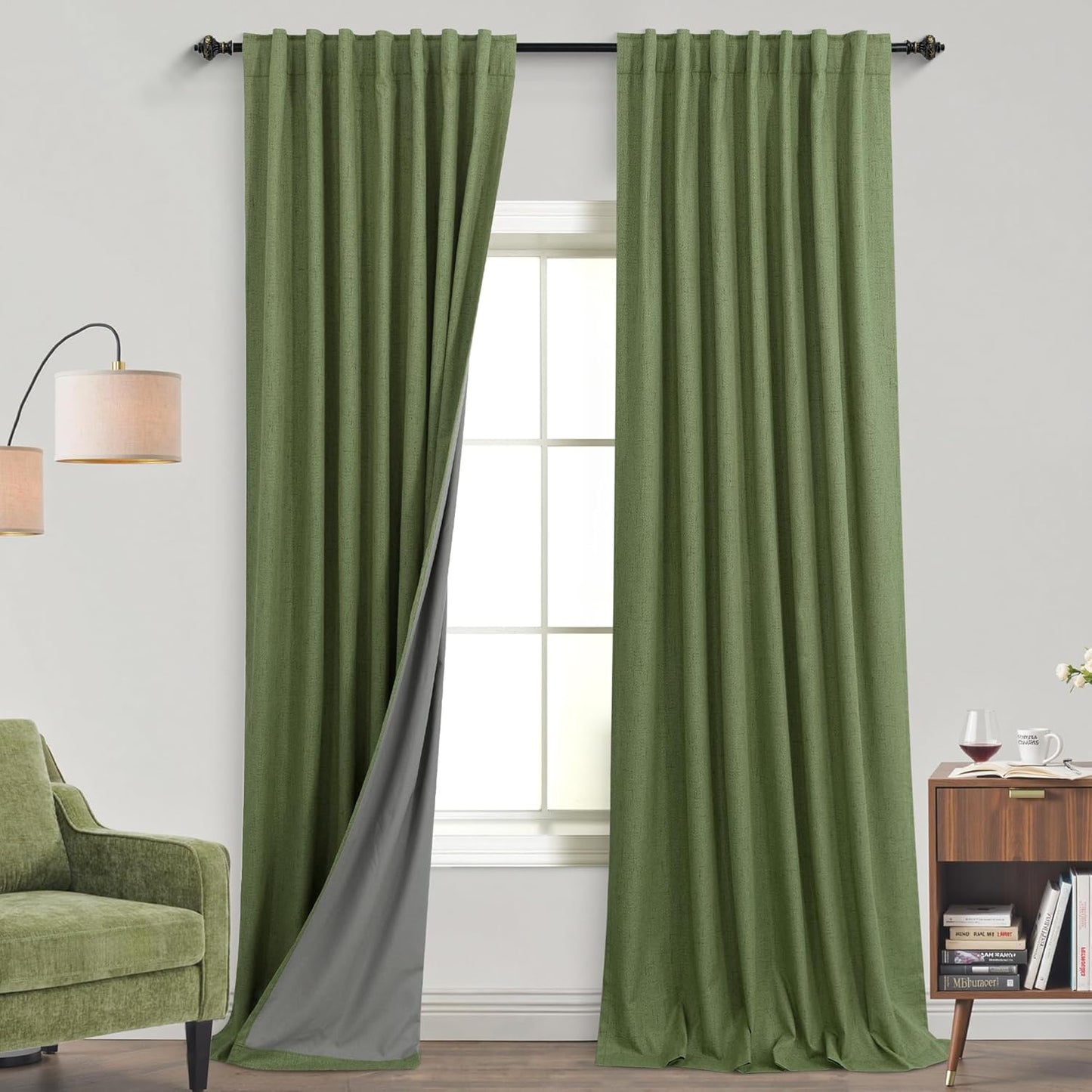 KOUFALL 52x102 Inches Long Olive Green Blackout Curtains Review