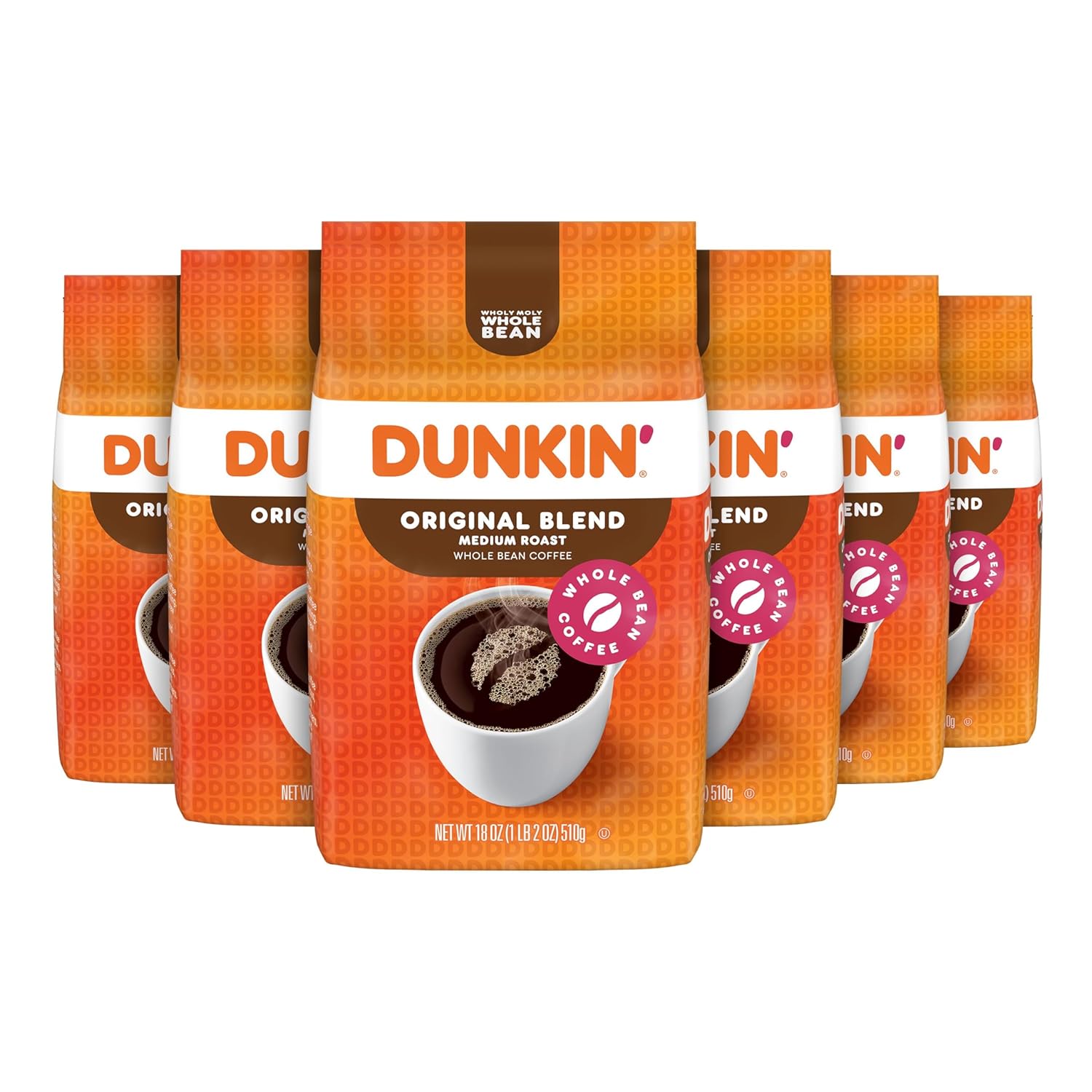 Dunkin Original Blend Medium Roast Whole Bean Coffee, 18 Ounce