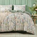 Sage Green Duvet Cover Set King - Exquisite Floral Cotton King Size