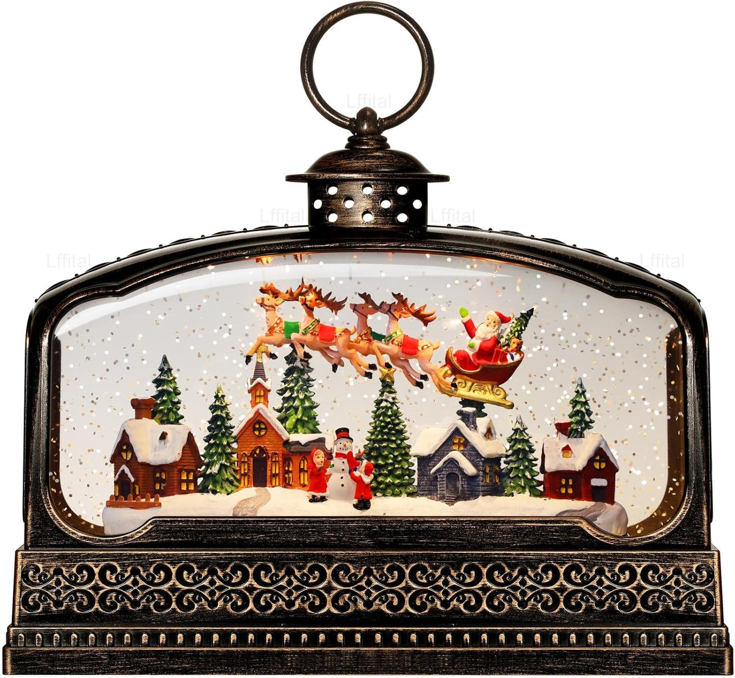 Christmas Snow Globes Village Lantern with Music and Timer