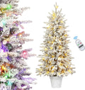 Snowy Flocked Prelit 4 ft Artificial Christmas Tree - Multi-Color LED