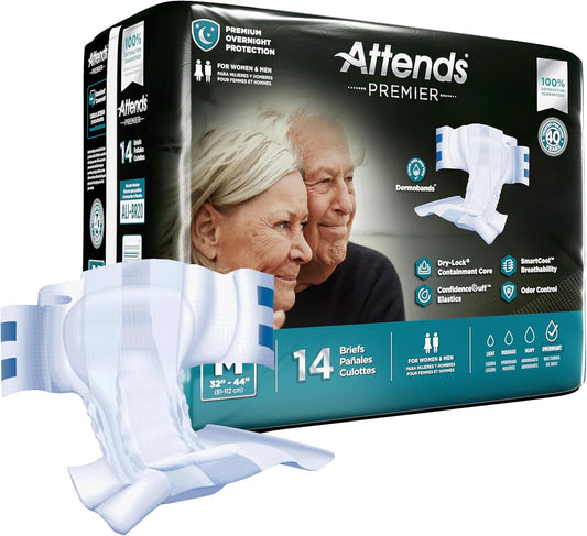 Attends Premier Overnight Briefs, Medium, Dry-Lock Protection