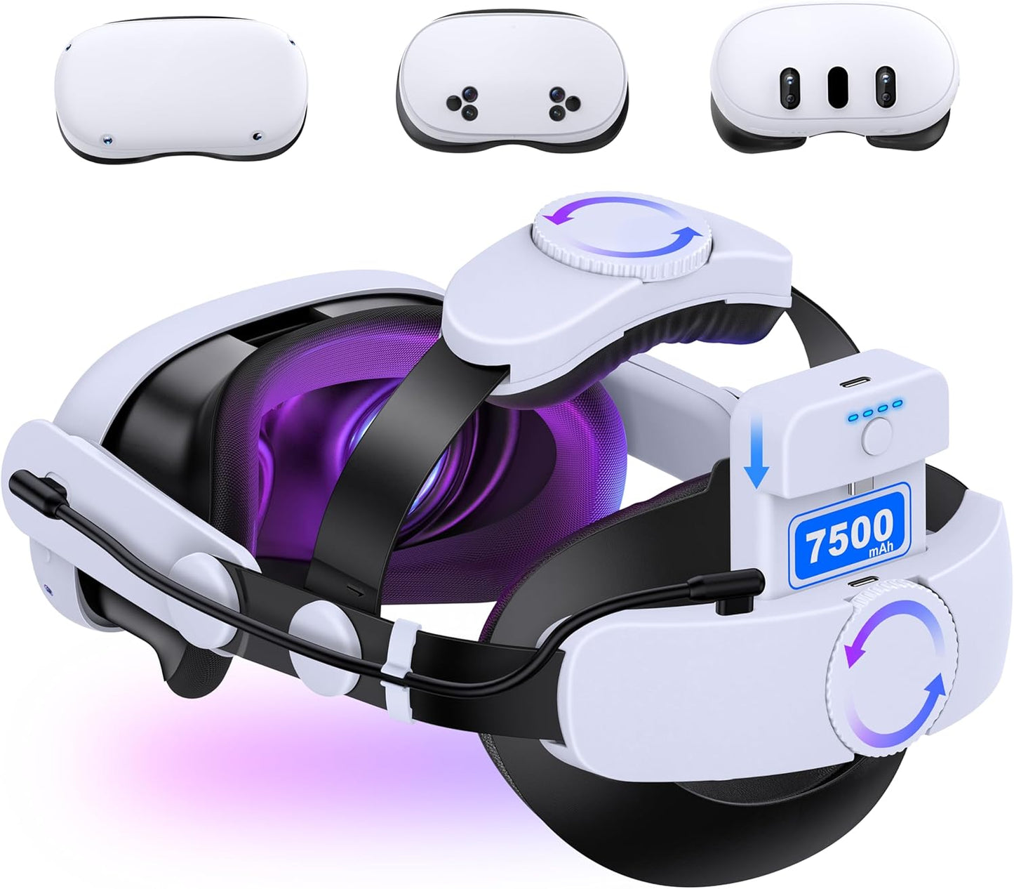 Head Strap for Meta Quest 3/3S/2 with 7500mAh Battery