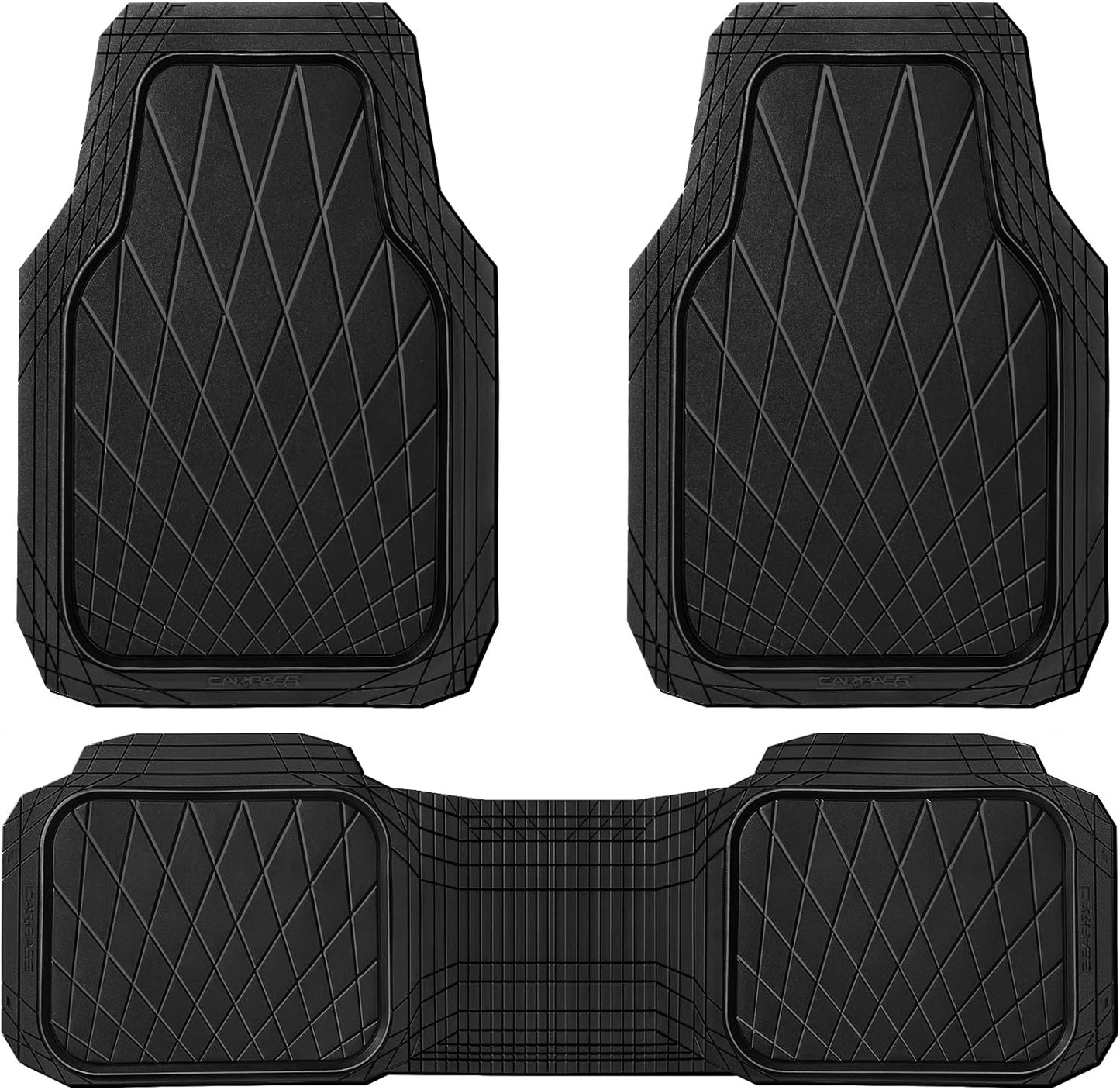 CAR PASS Heavy Duty Rubber Car Floor Mats for All Weather Use