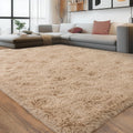 8x10 Fluffy Plush Beige Area Rug for Living Room Decor