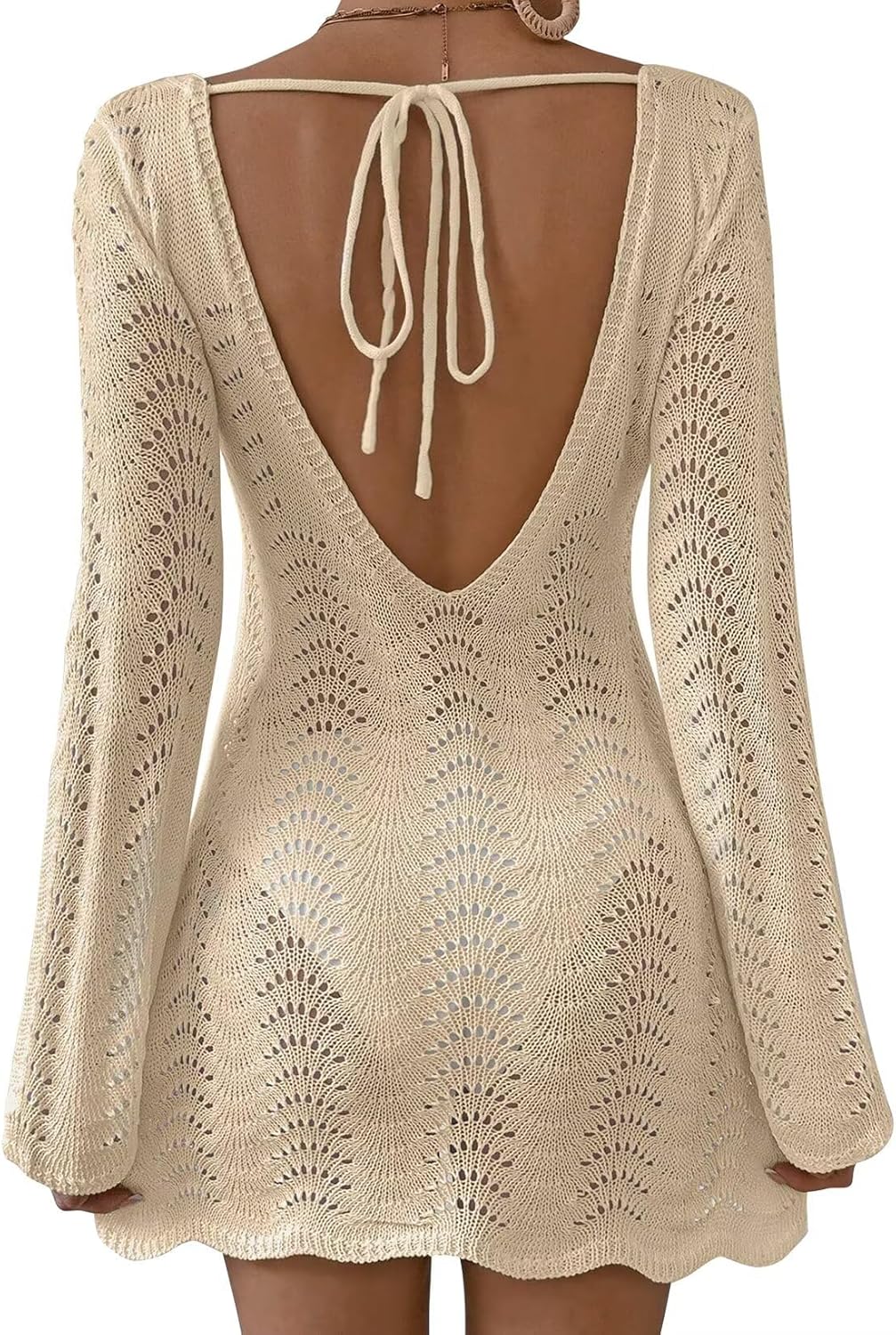 Womens Swimsuit Cover Up Long Sleeve Crochet Bathing Suit