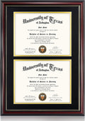 Double 8.5x11 Diploma Frame with Cherry Finish and Gold Trim