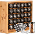 AllSpice Spice Rack Organizer Bamboo - 30 Jars, 525 Labels
