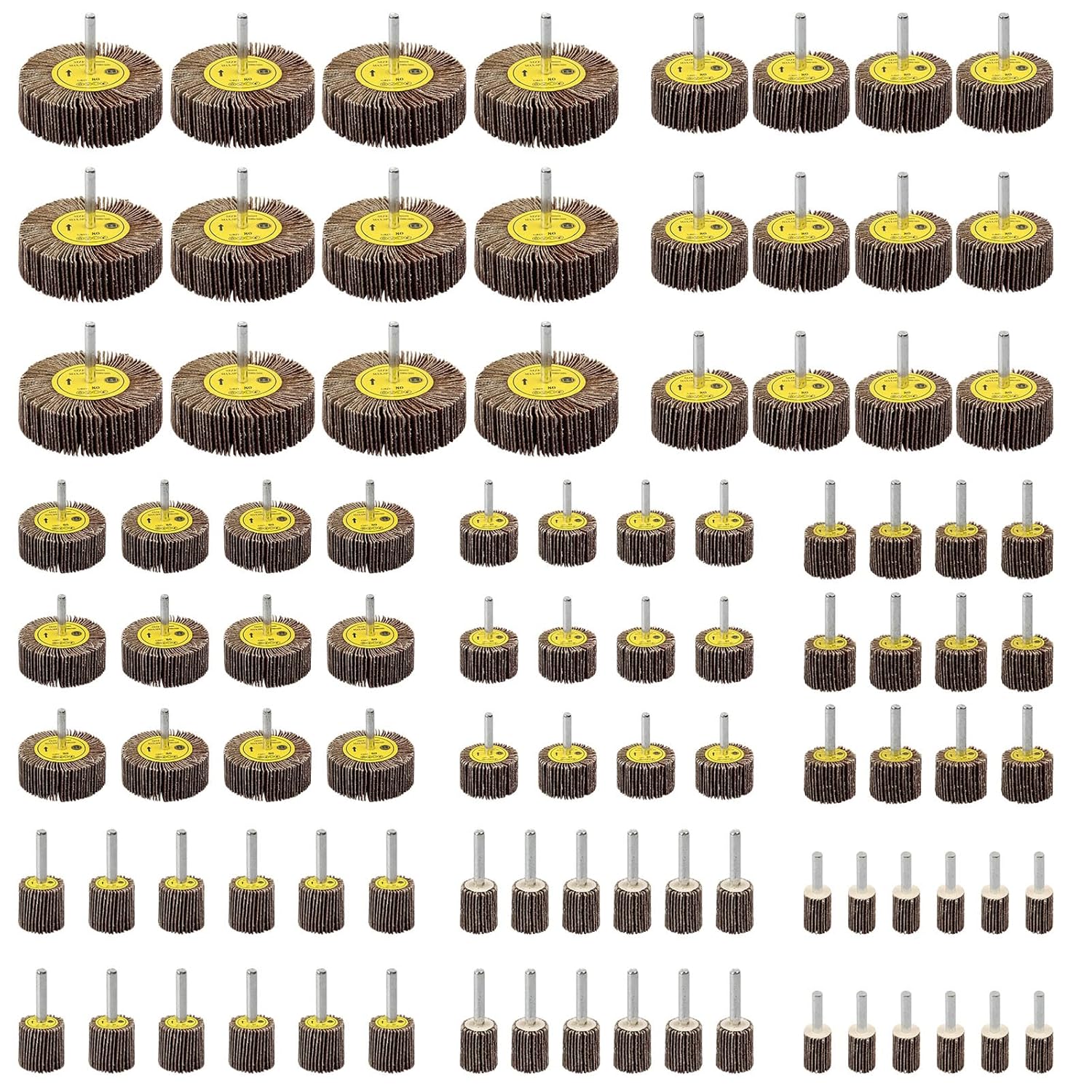 Rocaris 96 Pack Abrasive Flap Wheel Sander Set for Versatile Use