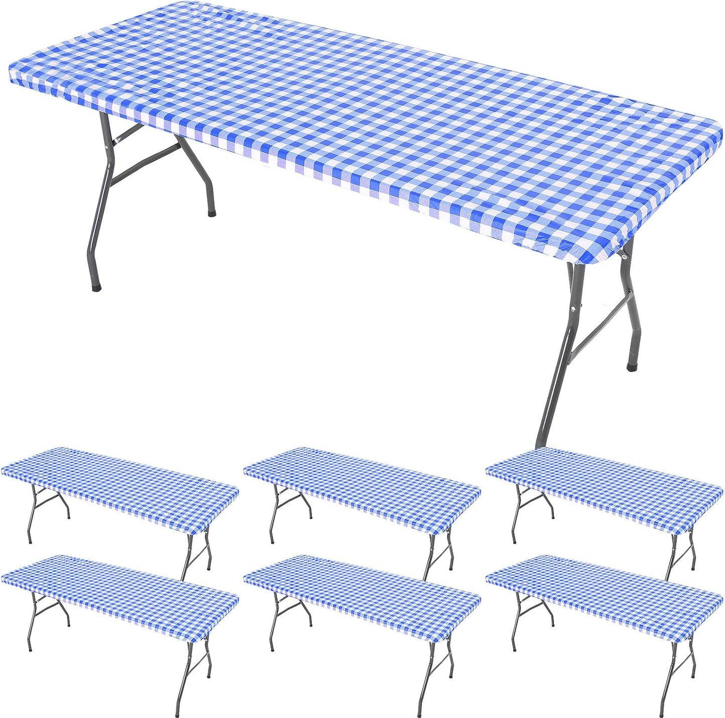 6 Pcs Waterproof Vinyl Tablecloths for Rectangular Tables