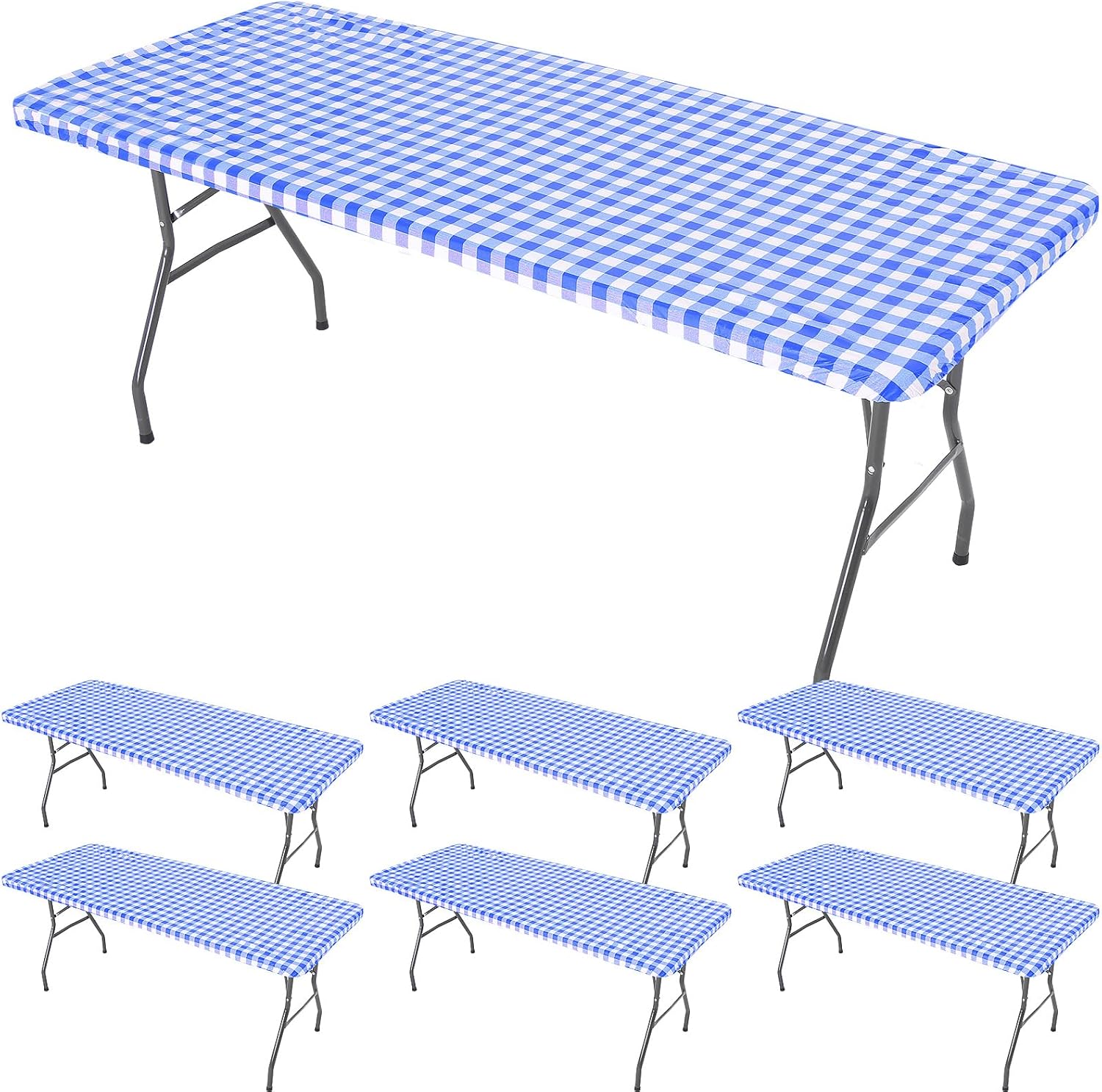 6 Pcs Waterproof Vinyl Tablecloths for Rectangular Tables