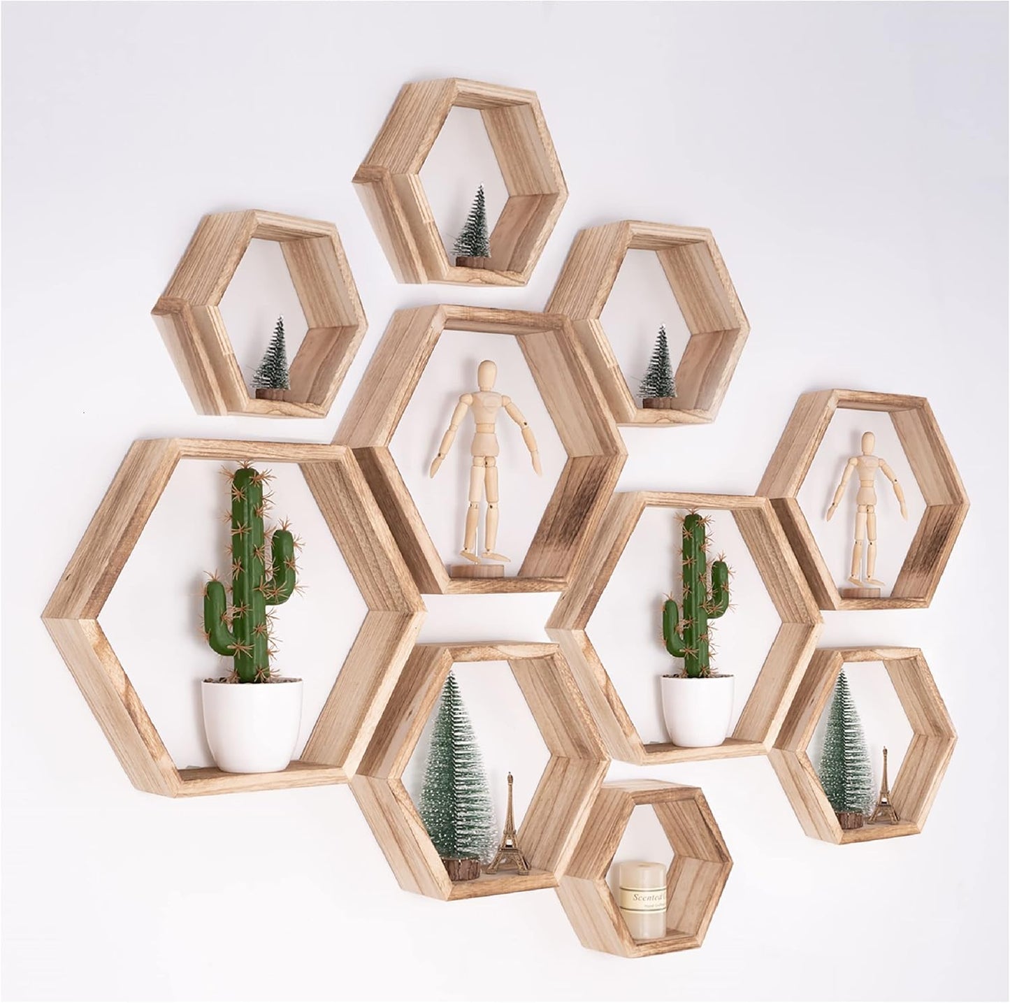 WONFUlity Hexagon Floating Shelves for Stylish Home Decor