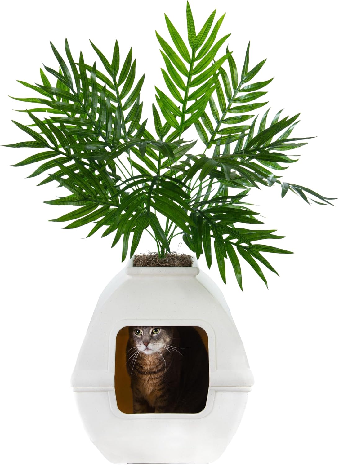Hidden Cat Litter Box Enclosure with Decorative Planter Design