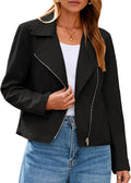 Glamaker Womens Faux Suede Cropped Moto Jacket - Chic Everyday Edge