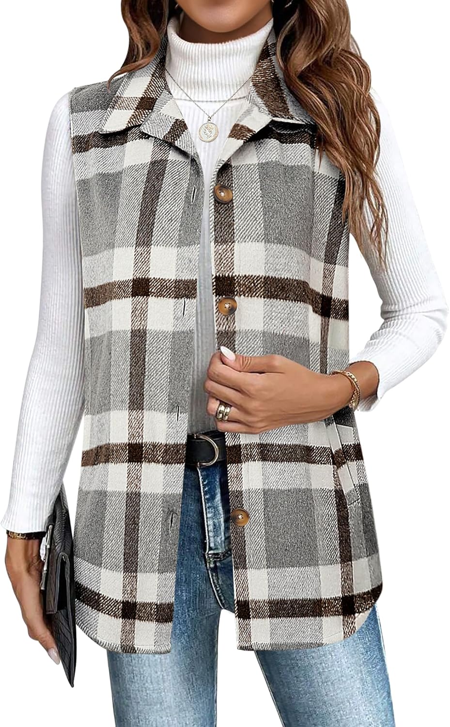 Stylish Women's Casual Sleeveless Flannel Vest for Fall 2025