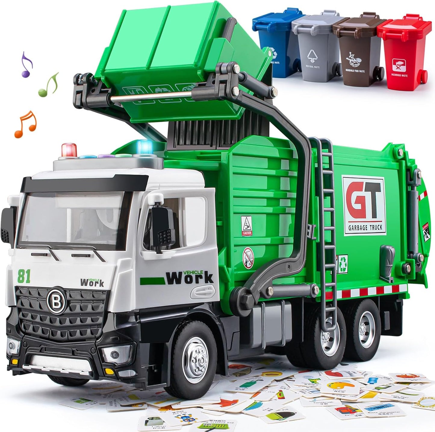 Multifunctional Garbage Truck Toys for Boys with Lights & Sounds