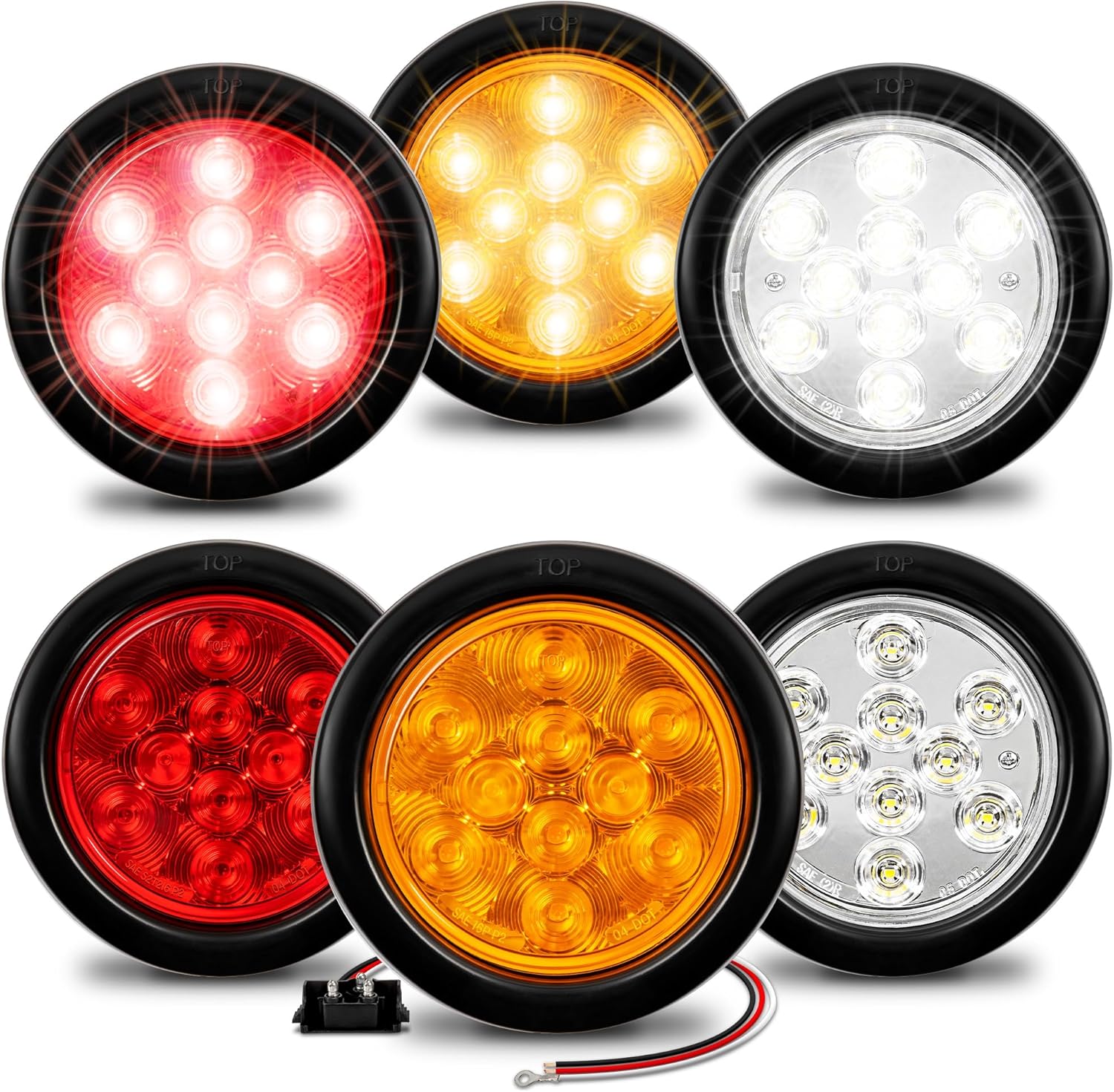TRUE MODS 4in Round 10LED Trailer Tail Light Kit for Safety