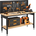 60 inch Work Bench Adjustable Height with Storage Shelf - Heavy Duty
