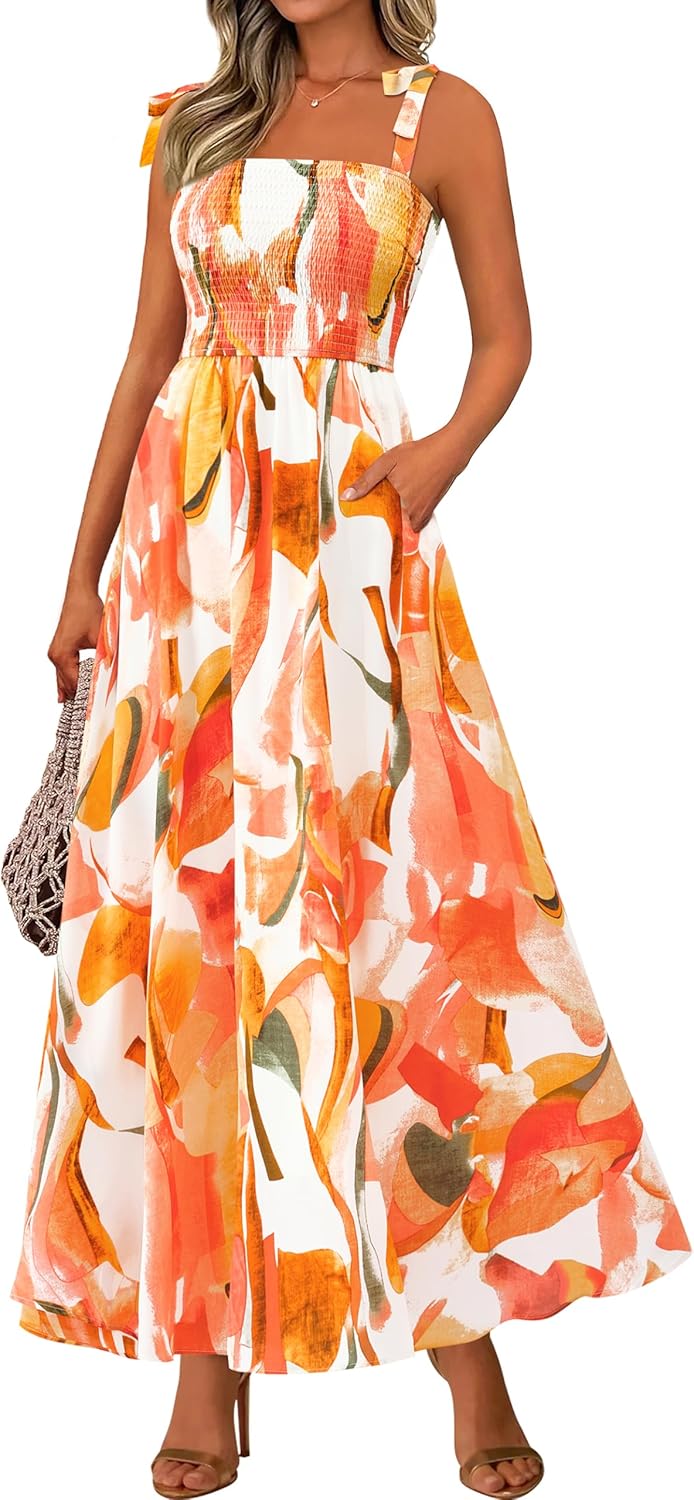 PRETTYGARDEN Womens Summer Dresses Floral Sleeveless Maxi Dress