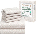 RUVANTI 6 Pcs Cotton Sheets Queen Set - Crispy Percale Comfort