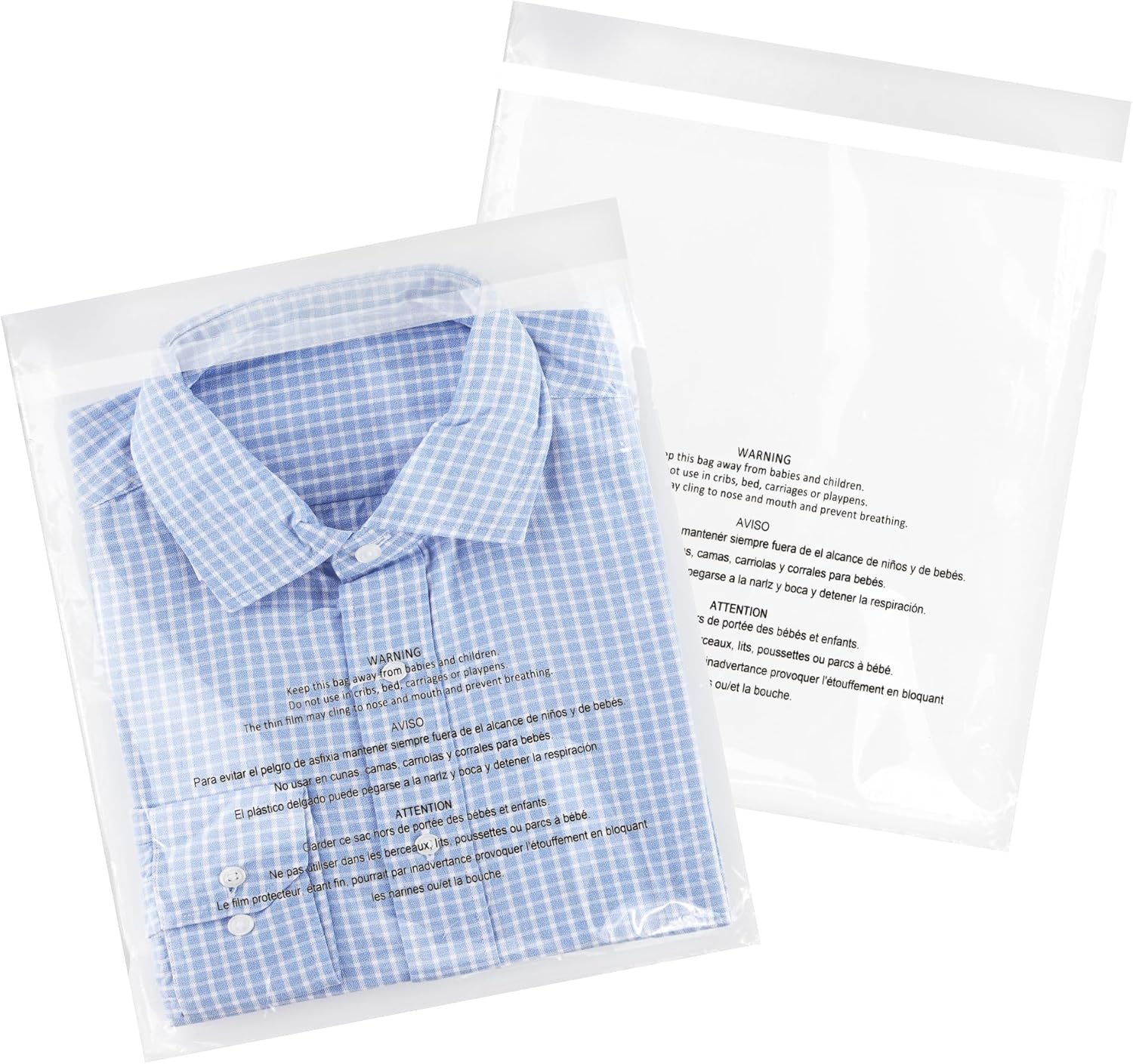 Clear Poly Bags 12in x 18in - 500 Pcs Self Seal Shipping Bags