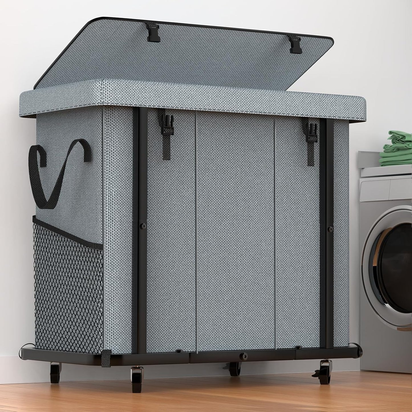 60 Gal High Grade Large Laundry Basket with Wheels for Easy Use