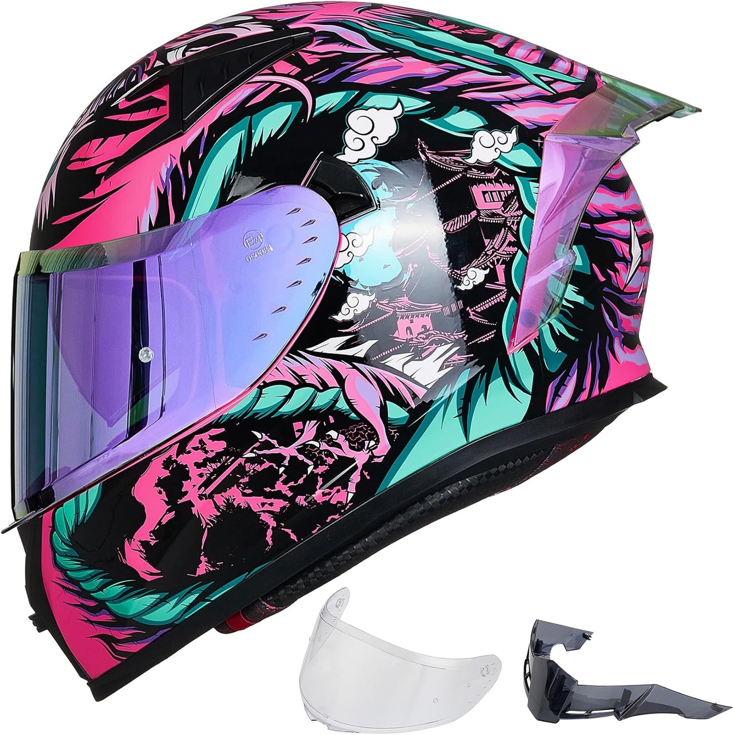 ILM Motorcycle Helmet Full Face with Clear and Tinted Visors