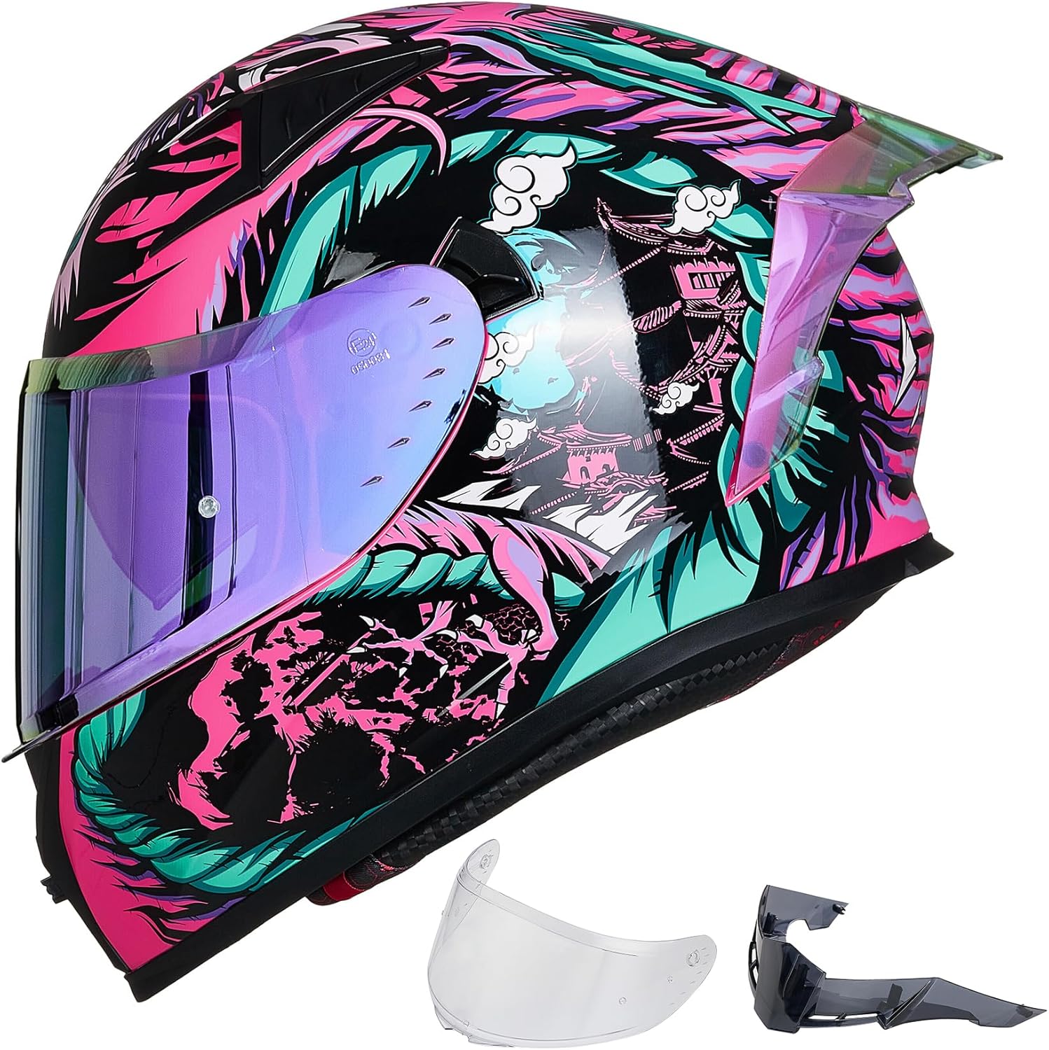 ILM Motorcycle Helmet Full Face with Clear and Tinted Visors