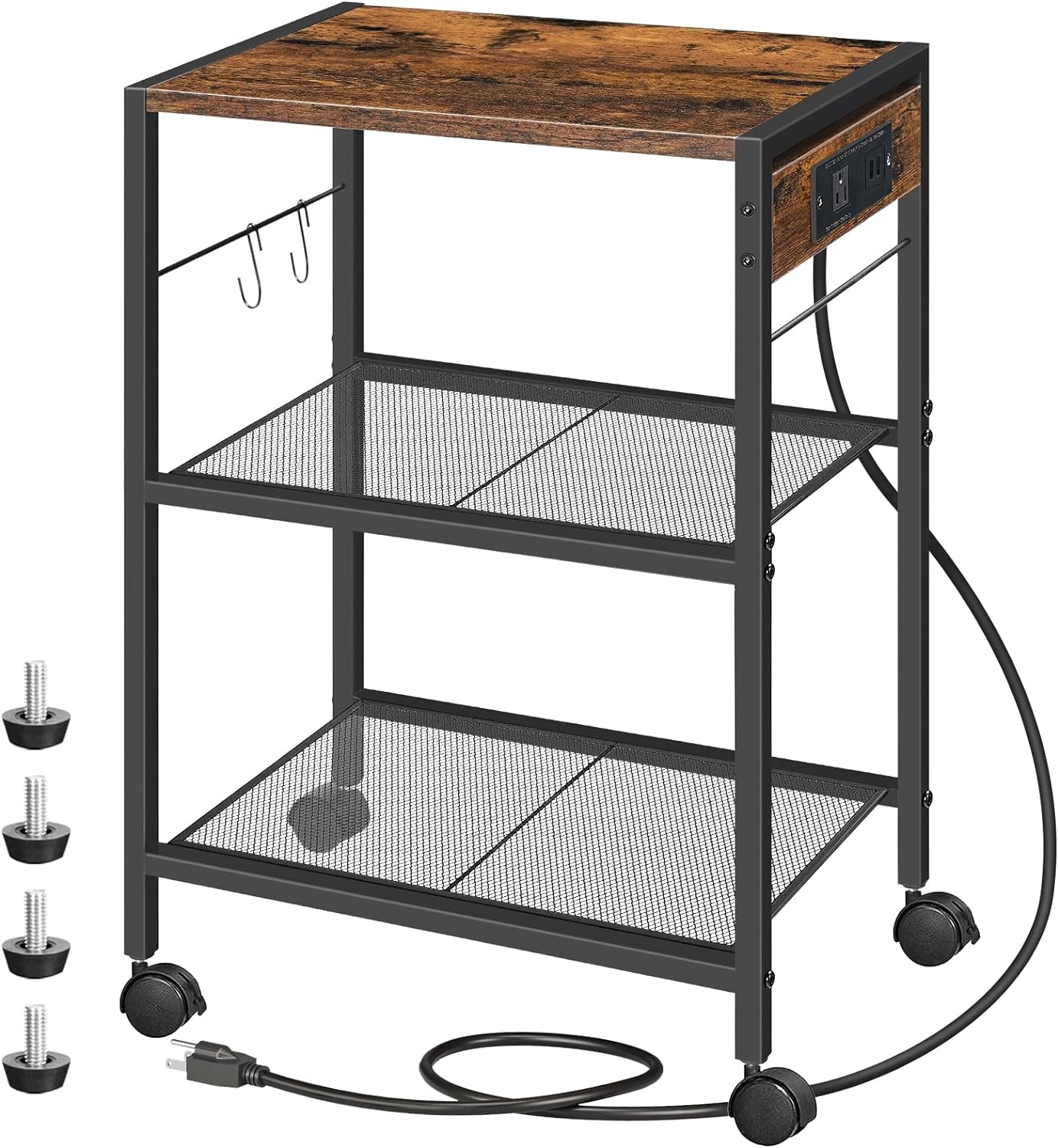 3-Tier Printer Stand with Power & USB Ports