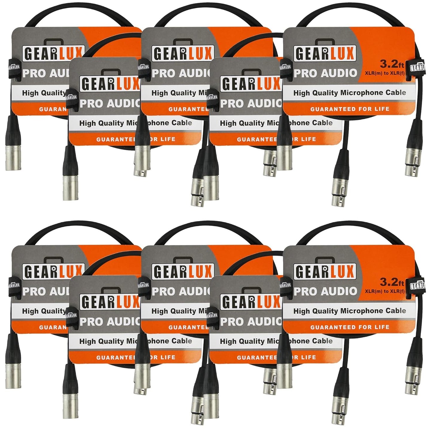 Gearlux XLR Microphone Cable - Professional Quality 10 Pack