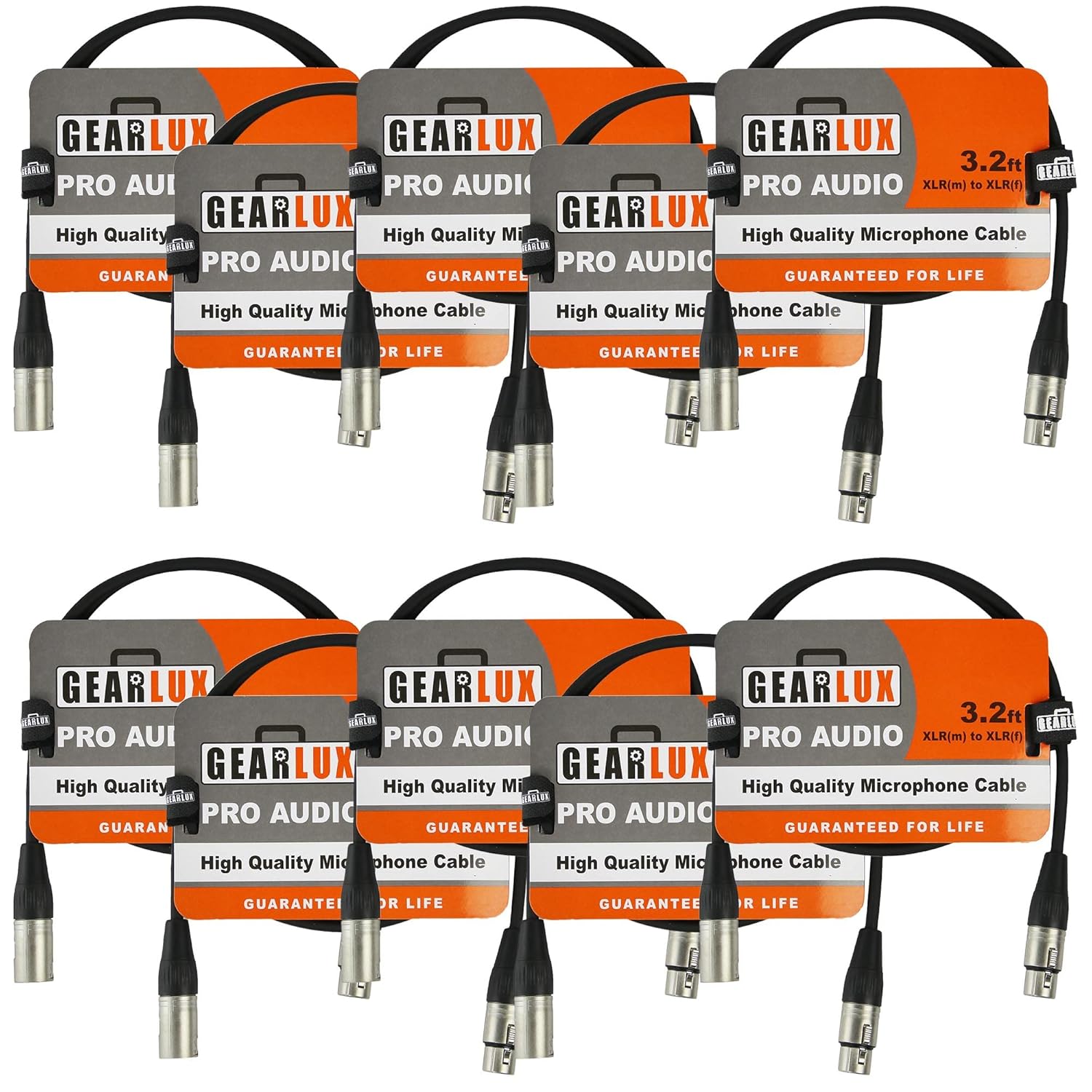 Gearlux XLR Microphone Cable - Professional Quality 10 Pack