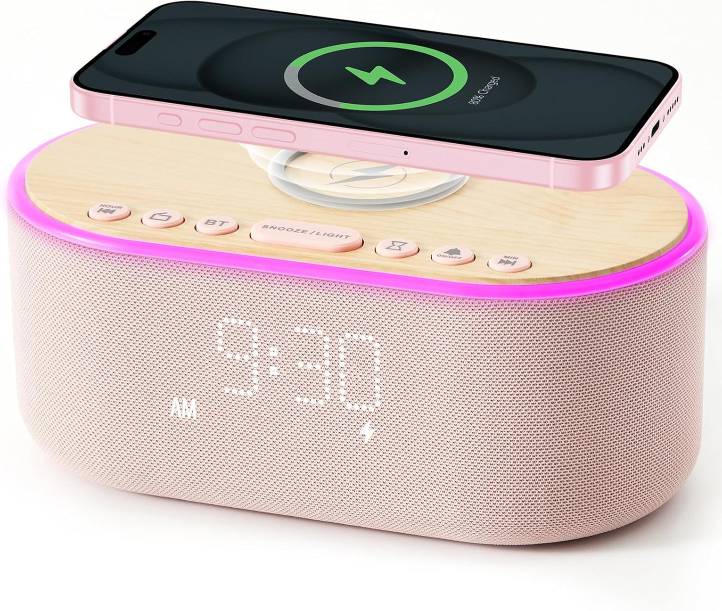uscce Alarm Clock Bluetooth FM Radio with Fast Wireless Charging