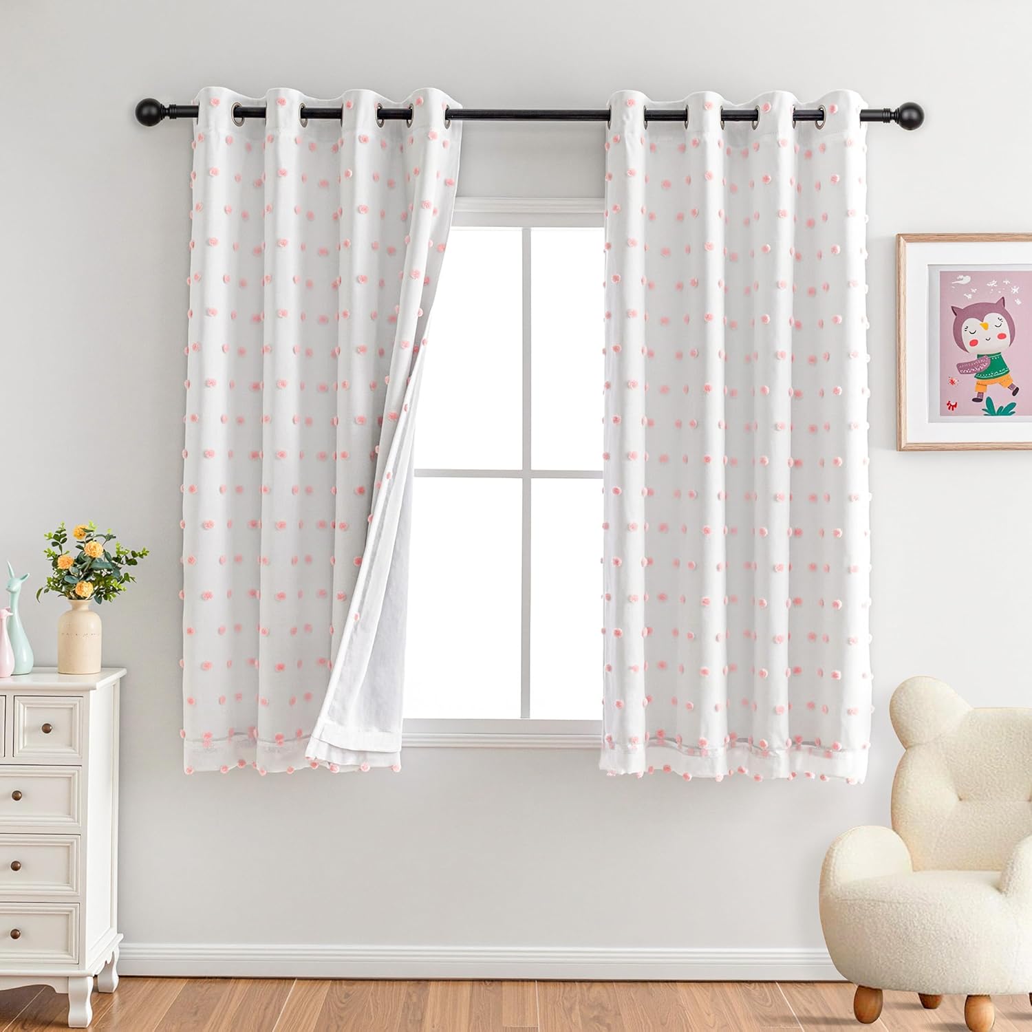 MYSKY HOME Pink Blackout Curtains for Girls Bedroom 54 in Long