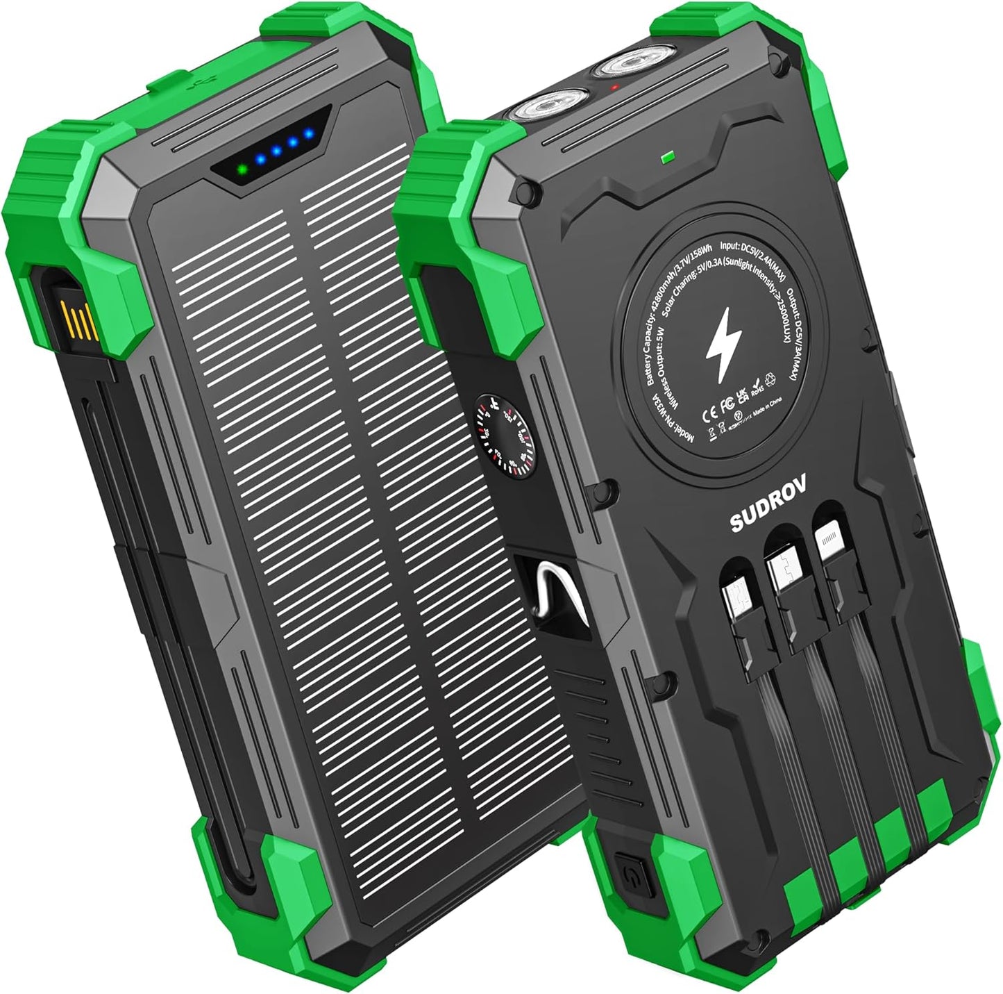 Sudrov Solar Charger Power Bank: 42800mAh Portable Solution