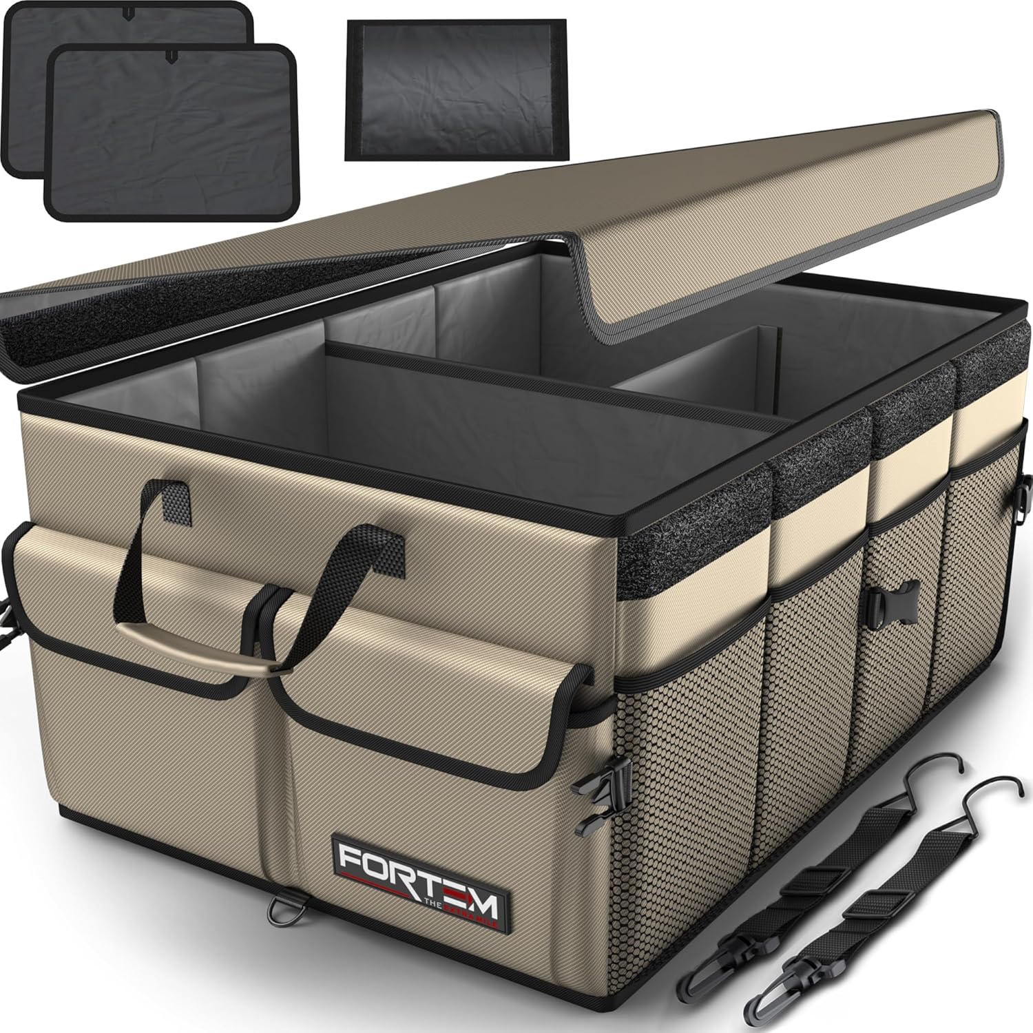 FORTEM Car Trunk Organizer: Collapsible Multi Compartment Storage